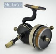 Scarce Foster’s Ashbourne Excelsis black spinning reel – nickel finger pick up, brass curved stem
