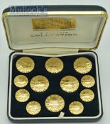 Set of Austin Healey Gilt Buttons 6 Large 20mm buttons together with 6 smaller 15mm buttons in