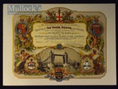 Opening Of Tower Bridge By H.R.H The Prince Of Wales 1894 Invitation A very beautifully