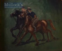 Oil on Board ‘Polo’ unsigned, in plain wood frame measures 40x33cm approx.