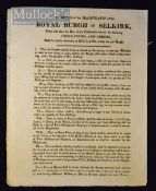 Royal Burgh of Selkirk Poster 1820 - Black letterpress 2 page Poster thus printed on one side