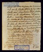 Cuba - 1899 manuscript signed by Emilio Bacardi during the Spanish American War (1898 - 1902).