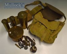 Selection of Military Items To consist of 1937 Pattern webbing, WWI & WW2 Shell cases together