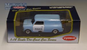 1997 Kyosho (Japan) Police Mini Van Diecast Model Collection Toy in blue and white, 1:18 scale,