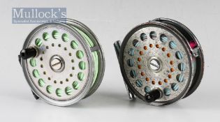 2x C Farlow & Co Ltd large narrow drum alloy fly reels – fine The Ambassador “B.W.P Patent New
