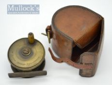 W Johns Maker Tavistock small brass plate wind trout fly reel – 2.5” dia., With all handle,-all