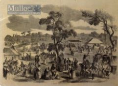 India – ‘A Hindoo Fair’ Original Engraving 1858 probably after W. Carpenter, 35x25cm mounted on