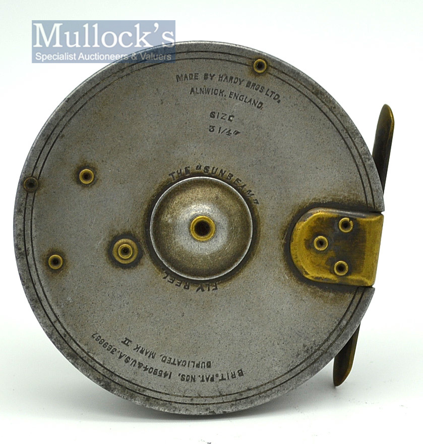 Hardy Bros The Sunbeam Dup Mk.II 3.25” alloy fly reel - smooth brass foot, brass bickerdyke line - Image 2 of 2