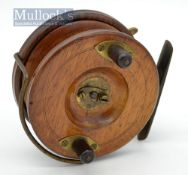Scarce Hardy Bros Silex Action wooden and brass star back reel c.1910 - 4” dia, bickerdyke line