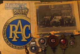 Collection of Motoring RAC Car Badges Ranging from King George V to George VI examples, Hardboard