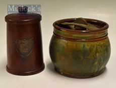 Vintage Smoking Collection – Dunhill White dot Tobacco Jar in exotic wood with s/p shield plaque for