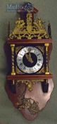 Warmink Wall Clock Dutch Zannse wood chain driven with weights, together with 2x Mirrors of