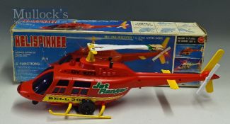 Wool Bro Battery Operated ‘Helispinner’ Bell 20B Helicopter a scale action model, in red with and