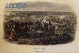 India – ‘Battle of Aliwal’ Original Engraving hand coloured, London James S Virtue, mounted measures