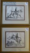 P. Levieux c.1800 Lithographs in black and white, all depicting horse dressage and jumping, all