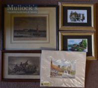 Selection of Prints to include Ham Court the seat of John Martin Esq, two hunting scenes, The