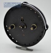 Rare J.W Young & Sons “The Trudex” large alloy centre pin reel – 5.5” dia - with slightly curved