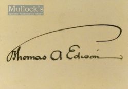 Autograph – Thomas A. Edison (1847-1931) Signed Cutting – bolding signed to front, plus a page of