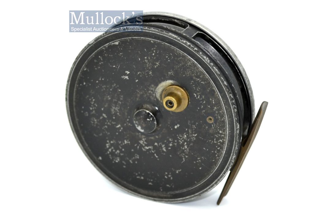 Allcock’s “The Perfection Flick-Em” alloy narrow drum centre pin reel – 4 1/8” dia, smooth brass - Image 2 of 2
