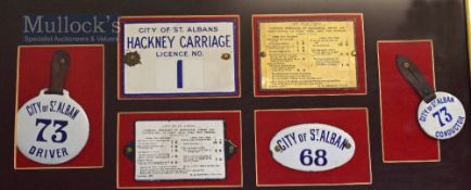 Early Hackney Carriage Enamel Badges from the City of St Albans to include Driver No 73, Conductor
