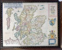 Map of Scotland – c.17th Century ‘Scotia Regnum’ Blaeu (Johan and Willem) with decorative