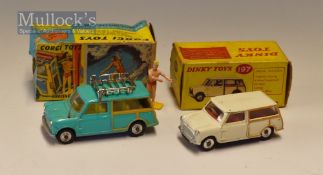 Dinky Toys Morris Mini-Traveller Diecast Model 197 in cream with tan woodwork, red interior, with