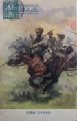 India & Punjab – Sikh Lancers in Battle Postcard An original vintage First World War postcard of