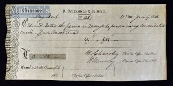 Exchequer Tally Receipt 1827 - Being for £13s made out to Edward Bates who was secretary to the