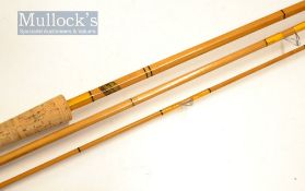 Allcocks “Lucky Strike” 10ft 6in 3pc split cane casting rod - with good makers oval decal label, red