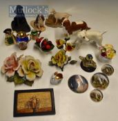 Selection of Ceramics/China and Figures to include Bretby Mr Pickwick plaque, miniature Wood and