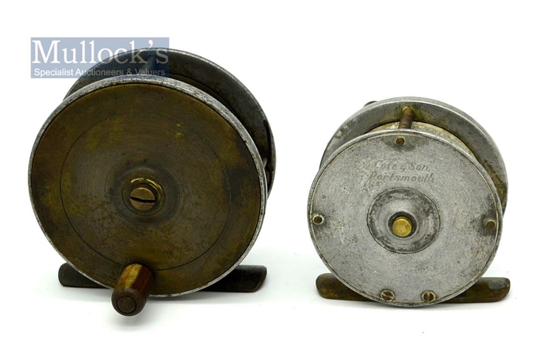 2x Cole & Son Portsmouth Alloy and brass trout fly reels – 3” and 2 3/8” both with brass plate wind, - Image 1 of 2