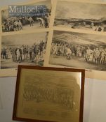 Life Association Golfing Prints set of 4x small official printed golfing scenes stamped Copy Right