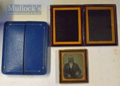 Victorian Ambrotype Photograph Portrait of a Gentleman sitting having his watch chain retouched in
