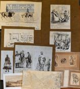 Selection of Mixed Drawings to include original artwork depicting a mammoth and cave ‘Boys Club’,