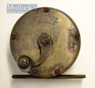 Jeffery & Son 12 George St, Plymouth 2.75” brass crank wind reel c.1890/1900– some rust to the screw