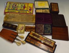 Assorted Selection of Pub/Table Games with cribbage blocks, Darts and Dart holder, Bezique and