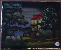 2x Lakeside Oil Paintings on Velvet depicting a lakeside house, plus another with a mountainous