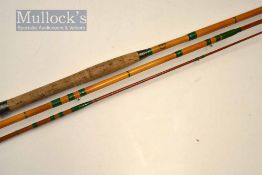 A.E Rudge Redditch Whole Cane Fly Rod: Fine Rudge 14ft 3pc whole cane butt, tapered dark stained
