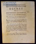 France - Death Sentence for ‘Emigres’ who take up arms against the French Regime 1792 – small folio,