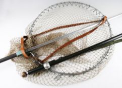 Winchester adjustable heavy duty wading staff cum priest and Gye Salmon landing net – c/w strap –