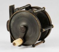 Scarce Carter & Sons Makers London early brass crank wind trolling winch wide drum salmon reel: 2.