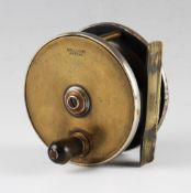 Malloch’s Patent Sun & Planet 4” ebonite/brass multiplying salmon fly reel, bronze finish winding