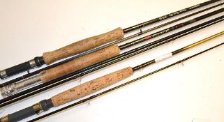Graphite Fly Rods (3): Daiwa “Osprey” 9ft 6ins 2 pc #5-7. Single leg Fuji guides, (G); Leeda “