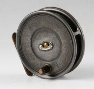 Hardy Bros “The Uniqua” Dup Mk II alloy trout fly reel: 3 5/8 inch dia - ribbed brass foot, is
