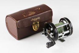 Good Abu Ambassadeur 6000C level wind multiplier cased: foot stamped with ser. no 110900 - black end