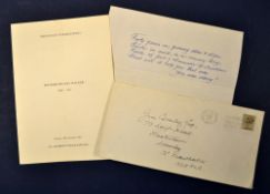 Richard Walker Ephemera (2) - to include a hand written verse “Forty Years on, growing older and