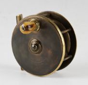 Rare and fine Malloch Perth Patent Sun and Planet gun metal multiplier salmon reel – 4” dia – face