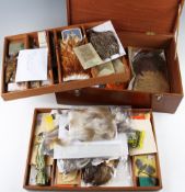 Collection of Fly Fishing feathers and capes: All contained in a 3 layer wooden box together with