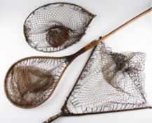Various Landing Nets. Wooden folding landing net, Y shaped folding landing net Brass and Mahogany
