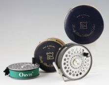 Hardy St Aidan alloy salmon fly reel and spare spool (2): 3.75” dia. reversible nickel U shaped line